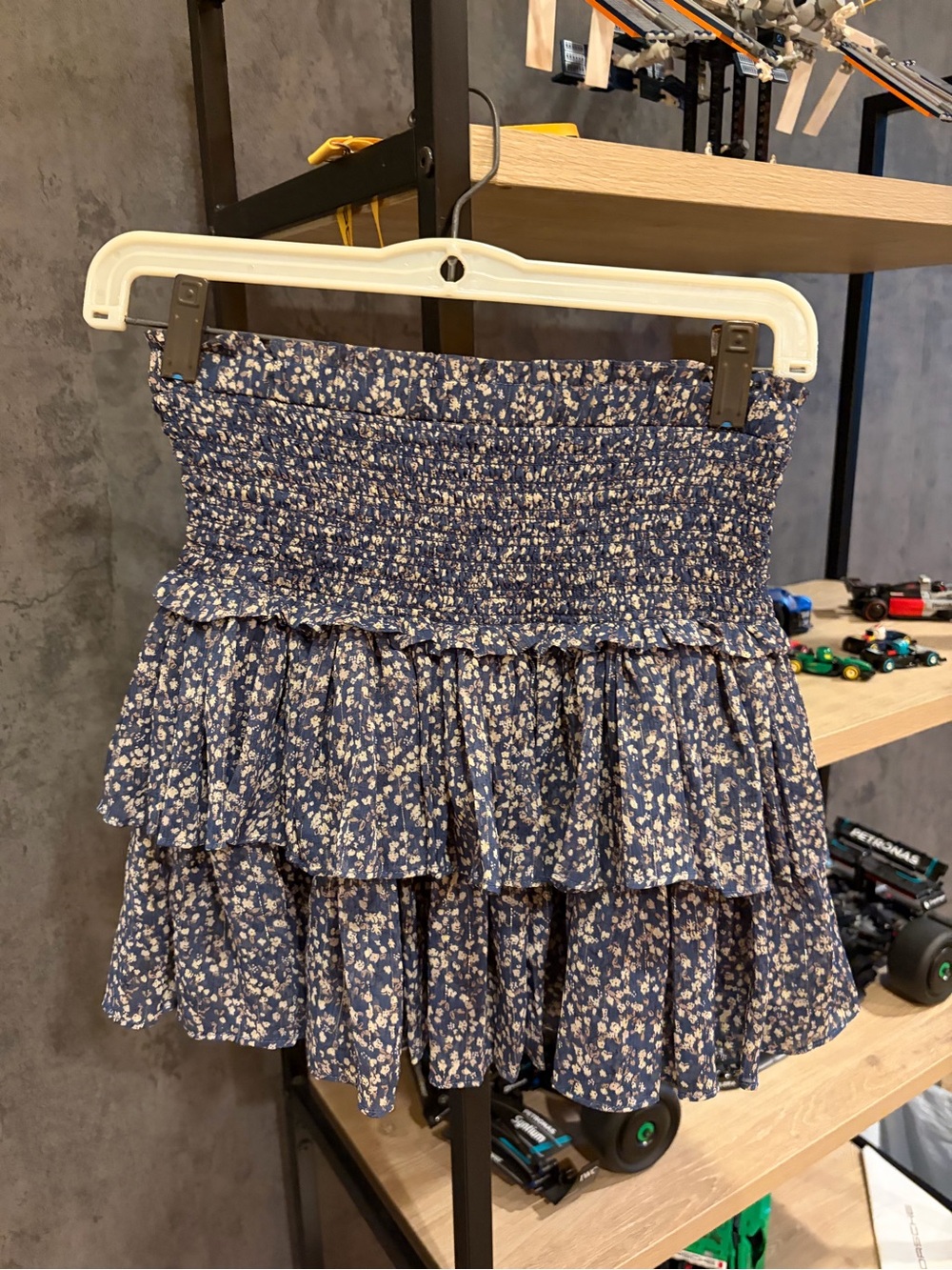 The Reset Blue Floral Smocked Tiered Mini Skirt - Picture 2 of 8